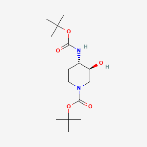 molecular formula C15H28N2O5 B15315523 tert-butyl (3S,4S)-4-{[(tert-butoxy)carbonyl]amino}-3-hydroxypiperidine-1-carboxylate 