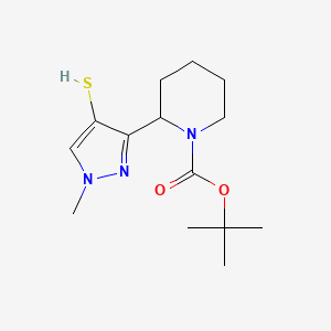 molecular formula C14H23N3O2S B15315572 tert-butyl 2-(1-methyl-4-sulfanyl-1H-pyrazol-3-yl)piperidine-1-carboxylate 
