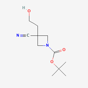 molecular formula C11H18N2O3 B15315576 Tert-butyl3-cyano-3-(2-hydroxyethyl)azetidine-1-carboxylate 