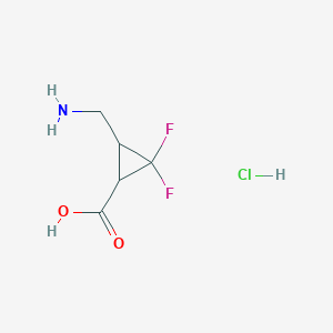 molecular formula C5H8ClF2NO2 B1531559 3-(Aminomethyl)-2,2-difluorocyclopropane-1-carboxylic acid hydrochloride CAS No. 2098129-33-8