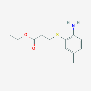 molecular formula C12H17NO2S B15315660 Ethyl 3-((2-amino-5-methylphenyl)thio)propanoate 