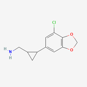 molecular formula C11H12ClNO2 B15315906 (2-(7-Chlorobenzo[d][1,3]dioxol-5-yl)cyclopropyl)methanamine 
