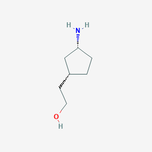 molecular formula C7H15NO B15315998 rac-2-[(1R,3S)-3-aminocyclopentyl]ethan-1-ol 