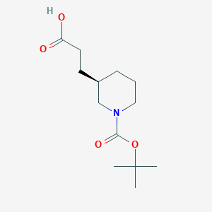 molecular formula C13H23NO4 B15316894 3-[(3R)-1-[(2-methylpropan-2-yl)oxycarbonyl]piperidin-3-yl]propanoic acid CAS No. 1476763-71-9