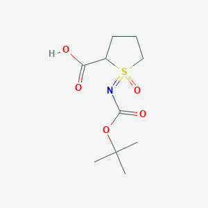 molecular formula C10H17NO5S B15316941 1-[(2-methylpropan-2-yl)oxycarbonylimino]-1-oxothiolane-2-carboxylic acid 