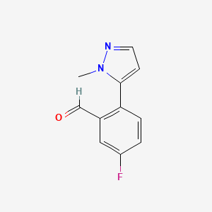 molecular formula C11H9FN2O B1531705 5-fluoro-2-(1-methyl-1H-pyrazol-5-yl)benzaldehyde CAS No. 1699350-07-6