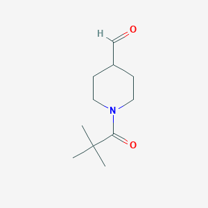 molecular formula C11H19NO2 B15317153 1-(2,2-dimethyl-1-oxopropyl)-4-Piperidinecarboxaldehyde 