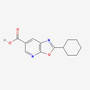 molecular formula C13H14N2O3 B1531718 2-Cyclohexyl[1,3]oxazolo[5,4-b]pyridine-6-carboxylic acid CAS No. 927801-40-9