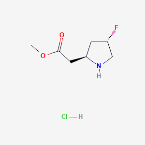 molecular formula C7H13ClFNO2 B15317544 methyl2-[(2S,4S)-4-fluoropyrrolidin-2-yl]acetatehydrochloride 