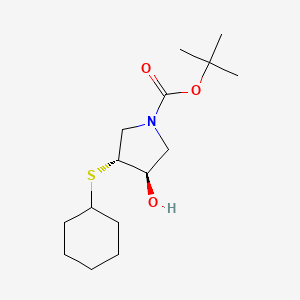 molecular formula C15H27NO3S B1531784 tert-butyl (3R,4R)-3-(cyclohexylsulfanyl)-4-hydroxypyrrolidine-1-carboxylate CAS No. 2290836-52-9