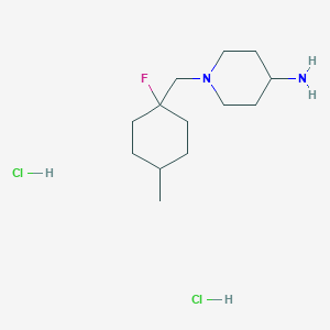 molecular formula C13H27Cl2FN2 B1531791 1-[(1-Fluoro-4-methylcyclohexyl)methyl]piperidin-4-amine dihydrochloride CAS No. 2098110-85-9