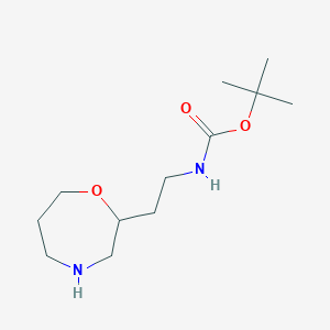 molecular formula C12H24N2O3 B15317926 tert-butylN-[2-(1,4-oxazepan-2-yl)ethyl]carbamate 