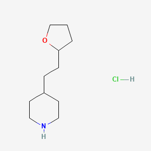 molecular formula C11H22ClNO B1531801 4-[2-(Oxolan-2-yl)ethyl]piperidine hydrochloride CAS No. 2098073-06-2