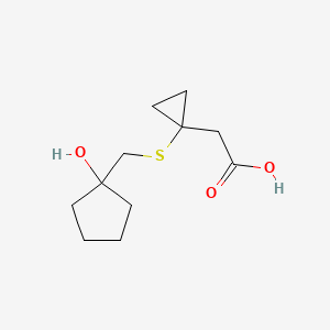 molecular formula C11H18O3S B1531816 2-(1-{[(1-Hydroxycyclopentyl)methyl]sulfanyl}cyclopropyl)acetic acid CAS No. 2098091-96-2