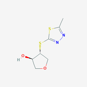 molecular formula C7H10N2O2S2 B1531817 (3R,4R)-4-[(5-methyl-1,3,4-thiadiazol-2-yl)sulfanyl]oxolan-3-ol CAS No. 2165480-97-5
