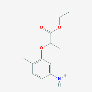 molecular formula C12H17NO3 B15318175 Ethyl 2-(5-amino-2-methylphenoxy)propanoate 