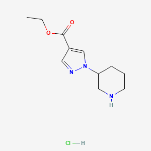 molecular formula C11H18ClN3O2 B15318218 ethyl1-(piperidin-3-yl)-1H-pyrazole-4-carboxylatehydrochloride 
