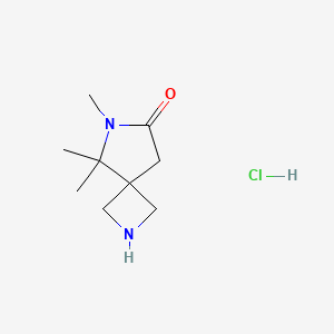 molecular formula C9H17ClN2O B1531824 5,5,6-Trimethyl-2,6-diazaspiro[3.4]octan-7-one hydrochloride CAS No. 2098135-24-9