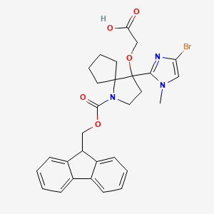 molecular formula C29H30BrN3O5 B15318280 2-{[4-(4-bromo-1-methyl-1H-imidazol-2-yl)-1-{[(9H-fluoren-9-yl)methoxy]carbonyl}-1-azaspiro[4.4]nonan-4-yl]oxy}aceticacid 