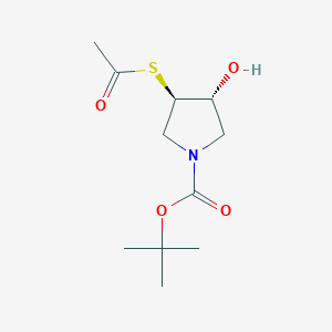 molecular formula C11H19NO4S B1531860 tert-butyl (3R,4R)-3-(acetylsulfanyl)-4-hydroxypyrrolidine-1-carboxylate CAS No. 2165579-66-6