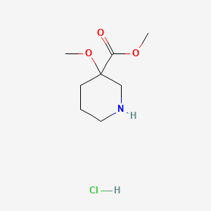 molecular formula C8H16ClNO3 B15318619 Methyl3-methoxypiperidine-3-carboxylatehydrochloride 