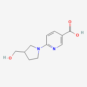 molecular formula C11H14N2O3 B1531877 6-[3-(Hydroxymethyl)pyrrolidin-1-yl]pyridine-3-carboxylic acid CAS No. 1566423-83-3