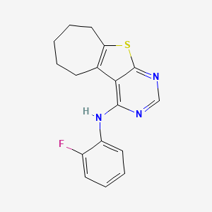molecular formula C17H16FN3S B15318975 N-(2-fluorophenyl)-6,7,8,9-tetrahydro-5H-cyclohepta[4,5]thieno[2,3-d]pyrimidin-4-amine 