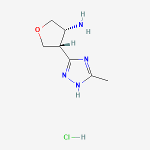 molecular formula C7H13ClN4O B15319139 rac-(3R,4R)-4-(5-methyl-1H-1,2,4-triazol-3-yl)oxolan-3-amine hydrochloride 