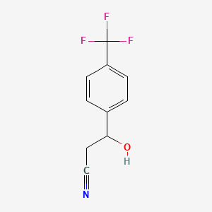 molecular formula C10H8F3NO B15319207 beta-Hydroxy-4-(trifluoromethyl)benzenepropanenitrile 