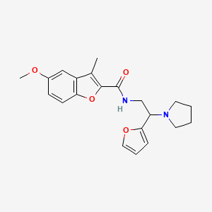 molecular formula C21H24N2O4 B15319233 N-[2-(furan-2-yl)-2-(pyrrolidin-1-yl)ethyl]-5-methoxy-3-methyl-1-benzofuran-2-carboxamide 
