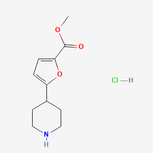 molecular formula C11H16ClNO3 B15319383 Methyl5-(piperidin-4-yl)furan-2-carboxylatehydrochloride 
