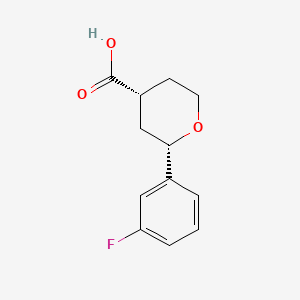 molecular formula C12H13FO3 B15319385 rac-(2R,4S)-2-(3-fluorophenyl)oxane-4-carboxylic acid 