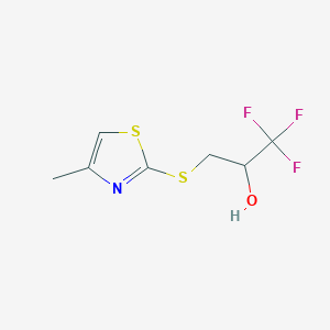 molecular formula C7H8F3NOS2 B1531945 1,1,1-Trifluoro-3-[(4-methyl-1,3-thiazol-2-yl)sulfanyl]propan-2-ol CAS No. 1344284-89-4