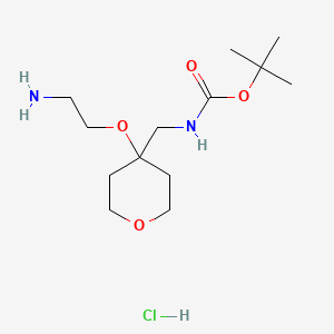 molecular formula C13H27ClN2O4 B15319500 tert-butyl N-{[4-(2-aminoethoxy)oxan-4-yl]methyl}carbamate hydrochloride 