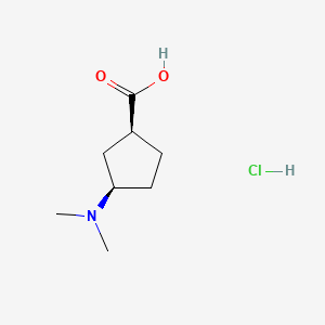 molecular formula C8H16ClNO2 B15319947 rac-(1R,3S)-3-(dimethylamino)cyclopentane-1-carboxylic acid hydrochloride 