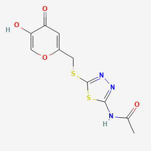 N-(5-(((5-hydroxy-4-oxo-4H-pyran-2-yl)methyl)thio)-1,3,4-thiadiazol-2-yl)acetamide