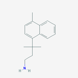 molecular formula C16H21N B15321033 3-Methyl-3-(4-methylnaphthalen-1-yl)butan-1-amine 