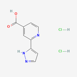 molecular formula C9H9Cl2N3O2 B15321696 2-(1H-pyrazol-3-yl)pyridine-4-carboxylicaciddihydrochloride 