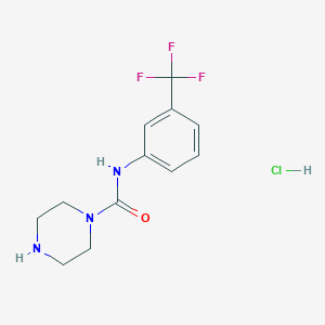 molecular formula C12H15ClF3N3O B1532173 N-[3-(trifluoromethyl)phenyl]piperazine-1-carboxamide hydrochloride CAS No. 1458384-01-4