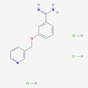molecular formula C13H16Cl3N3O B1532176 3-(Pyridin-3-ylmethoxy)benzene-1-carboximidamide trihydrochloride CAS No. 1221726-33-5