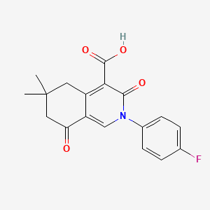 molecular formula C18H16FNO4 B1532190 2-(4-Fluorophenyl)-6,6-dimethyl-3,8-dioxo-2,3,5,6,7,8-hexahydroisoquinoline-4-carboxylic acid CAS No. 1019186-60-7