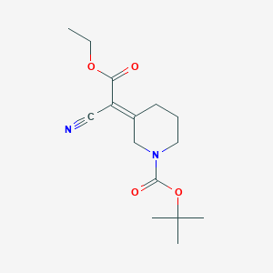 molecular formula C15H22N2O4 B1532211 Tert-butyl 3-(1-cyano-2-ethoxy-2-oxoethylidene)piperidine-1-carboxylate CAS No. 1159982-26-9