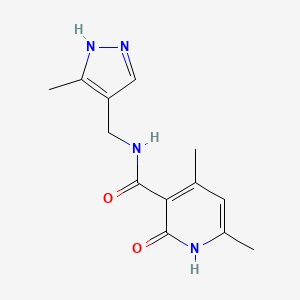 molecular formula C13H16N4O2 B1532225 4,6-dimethyl-N-[(3-methyl-1H-pyrazol-4-yl)methyl]-2-oxo-1,2-dihydropyridine-3-carboxamide CAS No. 1182778-83-1