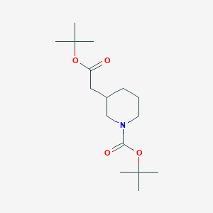 molecular formula C16H29NO4 B1532226 Tert-butyl 3-(2-tert-butoxy-2-oxoethyl)piperidine-1-carboxylate CAS No. 1159982-66-7