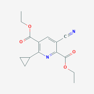 molecular formula C15H16N2O4 B1532257 Diethyl 3-cyano-6-cyclopropyl-2,5-pyridinedicarboxylate CAS No. 1221792-74-0