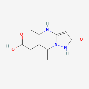 molecular formula C10H15N3O3 B1532268 2-{5,7-dimethyl-2-oxo-1H,2H,4H,5H,6H,7H-pyrazolo[1,5-a]pyrimidin-6-yl}acetic acid CAS No. 1305710-90-0