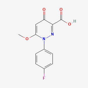 molecular formula C12H9FN2O4 B1532271 1-(4-Fluorophenyl)-6-methoxy-4-oxo-1,4-dihydropyridazine-3-carboxylic acid CAS No. 1291846-00-8