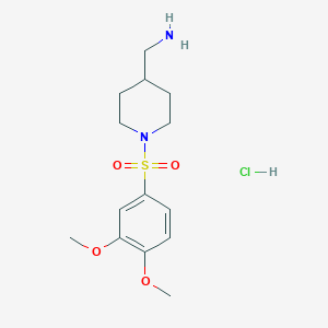 molecular formula C14H23ClN2O4S B1532273 [1-(3,4-Dimethoxybenzenesulfonyl)piperidin-4-yl]methanamine hydrochloride CAS No. 1216563-75-5