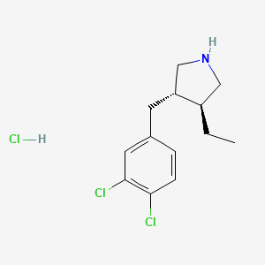 molecular formula C13H18Cl3N B15322801 rac-(3R,4R)-3-[(3,4-dichlorophenyl)methyl]-4-ethylpyrrolidinehydrochloride 