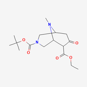 molecular formula C16H26N2O5 B1532289 3-(Tert-butyl) 6-ethyl 9-methyl-7-oxo-3,9-diazabicyclo[3.3.1]nonane-3,6-dicarboxylate CAS No. 625434-04-0